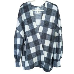 Primi Women's Buffalo Plaid Open Front Cardigan Long Sleeve Cozy Soft Size XXXL
